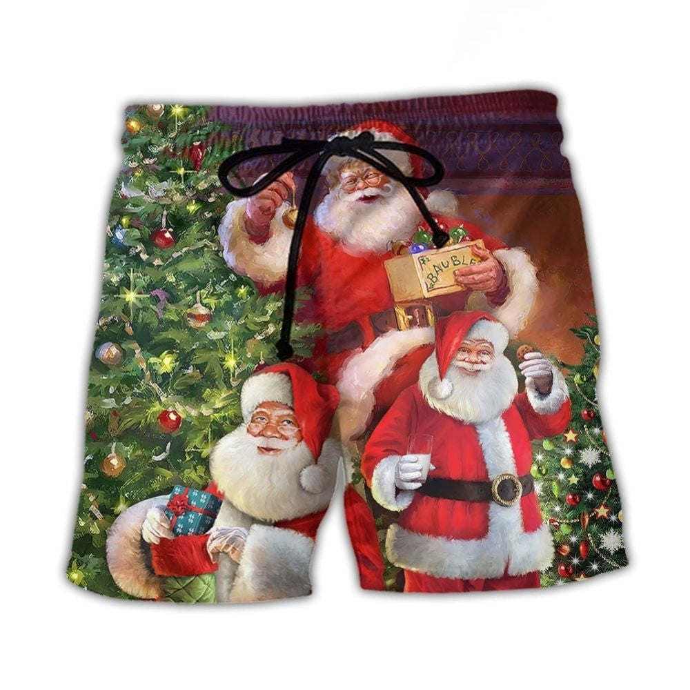 Funny Christmas Santa Holiday Joy Beach Shorts Graphic Detail For Resort Trips And Casual Outings