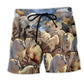 Mountain Goats Snowy Wilderness Beach Shorts Artwork Detail For Comfortable Everyday Summer Wear