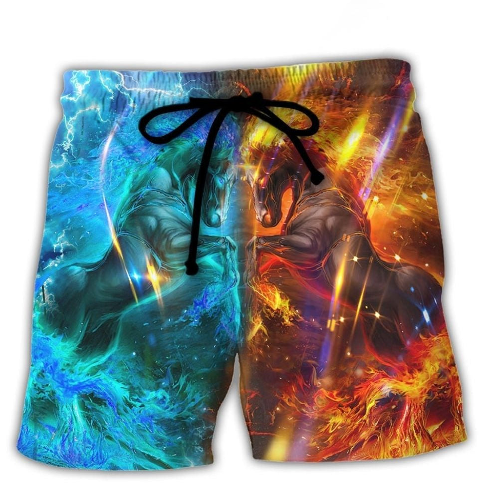 Wild And Free Horse Nature Beach Shorts Artwork View For Seaside Trips And Casual Style