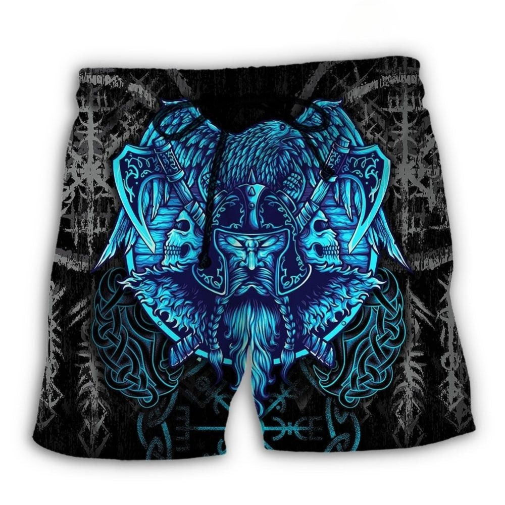Viking King Blue Beach Shorts For Bold Resort Days, Coastal Travel, And Casual Wear