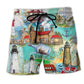 Lighthouse Cruise Journey Beach Shorts For Island Escapes And Flexible Everyday Wear