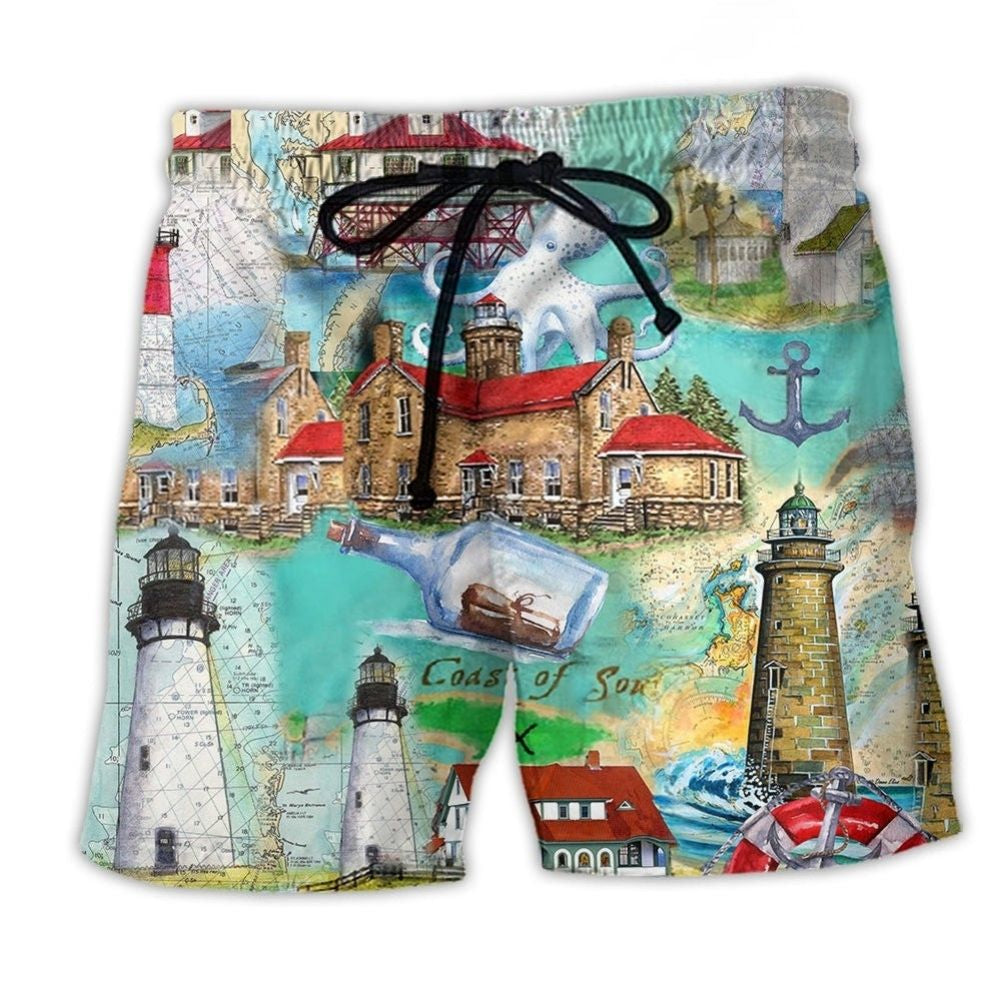 Lighthouse Cruise Journey Beach Shorts For Island Escapes And Flexible Everyday Wear