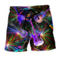 Guitar Neon Colors Music Beach Shorts Artwork Detail For Casual Warm Weather Outfits