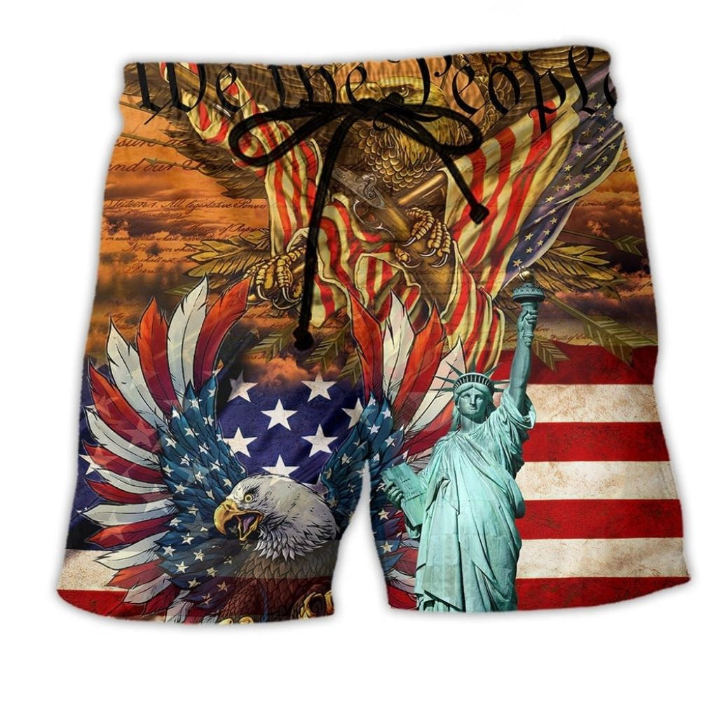 American Eagle Patriotic Beach Shorts For Holiday Cruises And Casual Outdoor Comfort