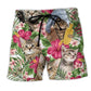Tabby Cat Summer Tropical Floral Beach Shorts For Beach Days And Distinctive Seasonal Style