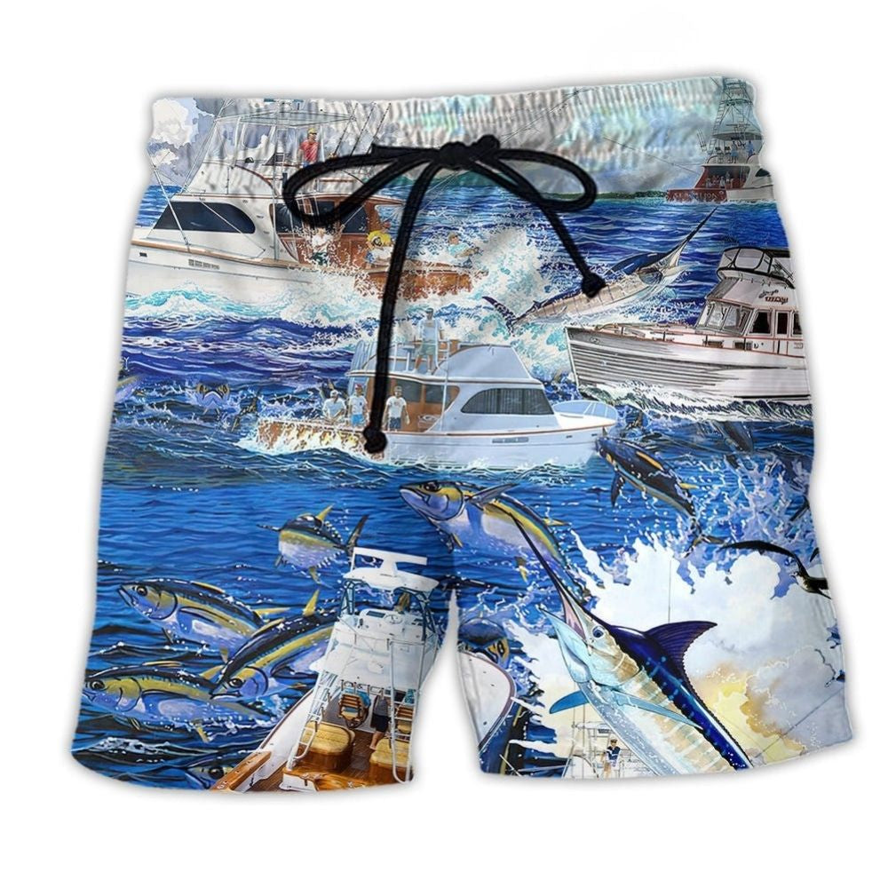 Fishing Papa Name Humor Beach Shorts Pattern View For Relaxed Vacation Styling