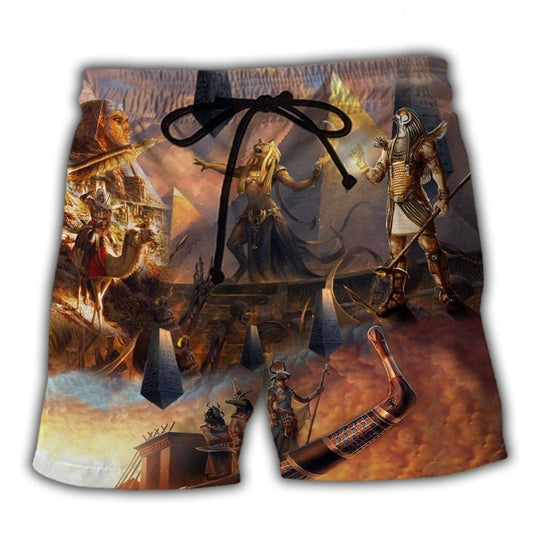 Ancient Egypt Spiritual Beach Shorts For Relaxed Shoreline Days And Casual Outdoor Comfort