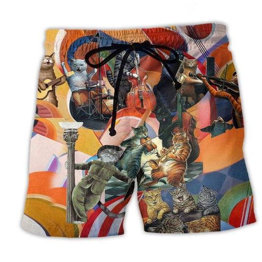 Music Band Cat Beach Shorts For Outdoor Adventures And Laid Back Daily Wear