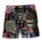Veteran Skull Courage War Beach Shorts For American Pride Events, Beach Travel, And Summer Comfort