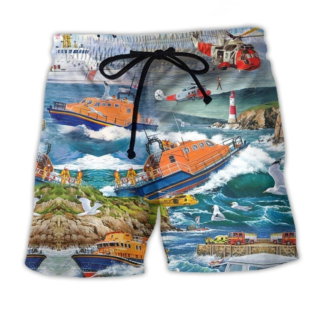 Rescue Team Heroic Beach Shorts Print Detail For Beach Activities And Vacation Wear