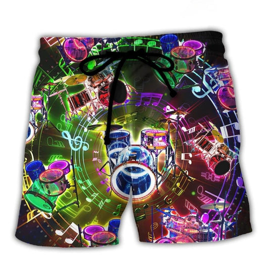 Drums Music Lifestyle Beach Shorts Graphic Detail For Resort Trips And Casual Outings