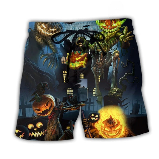 Halloween Pumpkin Night Sky Beach Shorts For Island Escapes And Easygoing Coastal Style