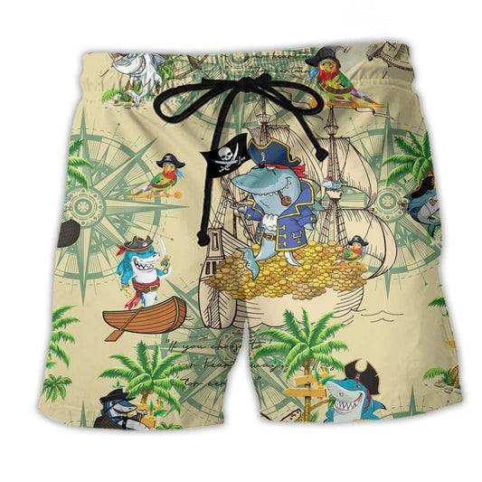 Pirate Shark Adventure Ocean Beach Shorts For Beach Days And Easygoing Coastal Style