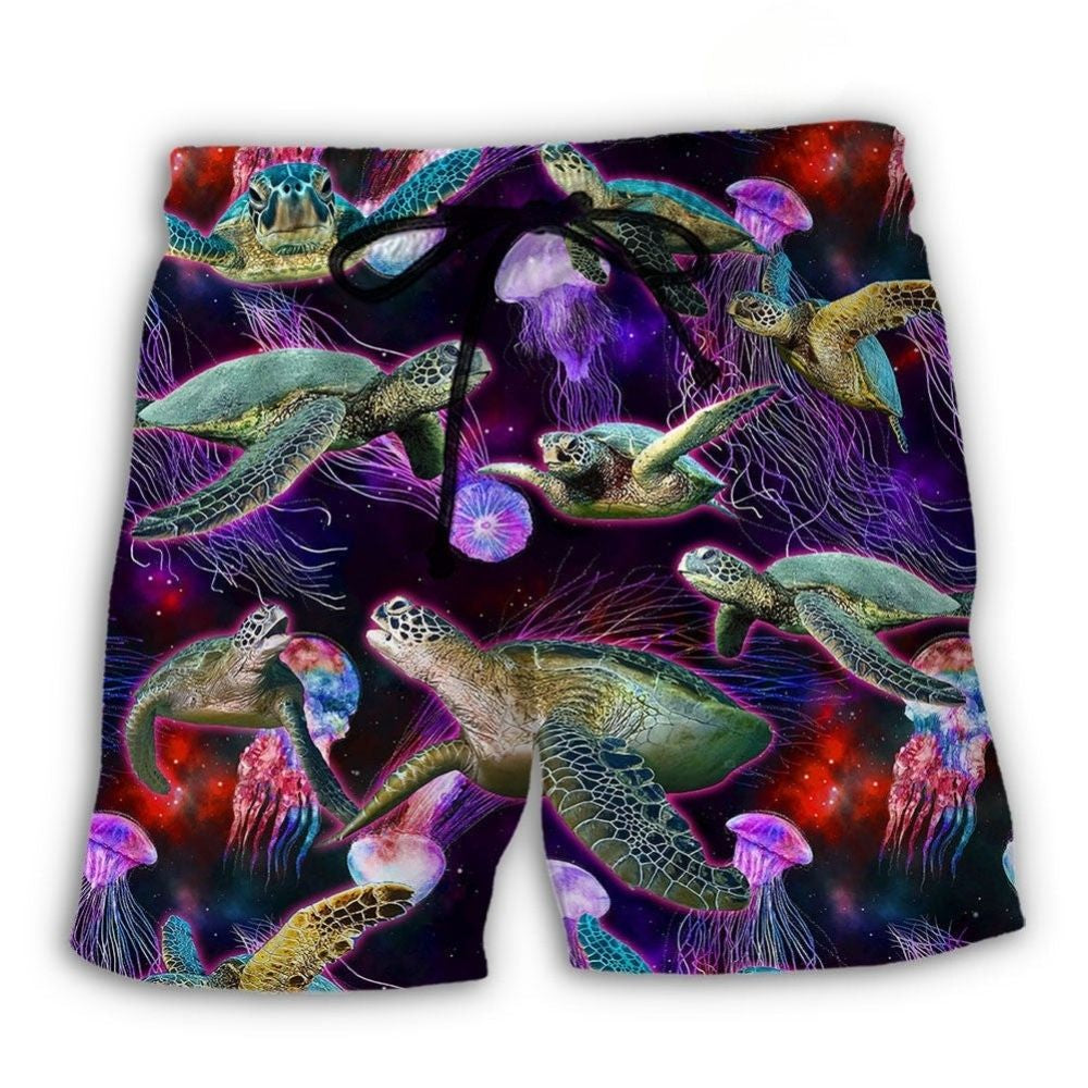 Neon Turtle Ocean Glow Beach Shorts For Seaside Adventures, Beach Days, And Summer Comfort
