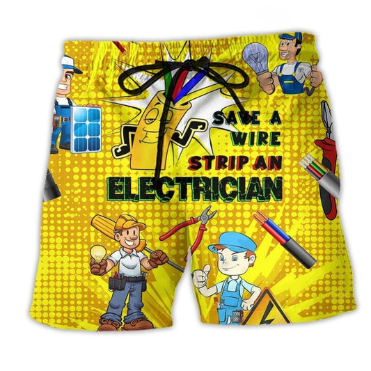 Electrician Save A Wire Humor Quote Beach Shorts For Poolside Relaxation And Summer Adventures