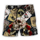 Retro Skull Gambling Card Beach Shorts For Outdoor Adventures And Leisure And Relaxation