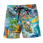 Hippie Live To Surf Beach Shorts Print Detail For Relaxed Warm Weather Outfits