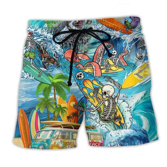 Hippie Live To Surf Beach Shorts Print Detail For Relaxed Warm Weather Outfits