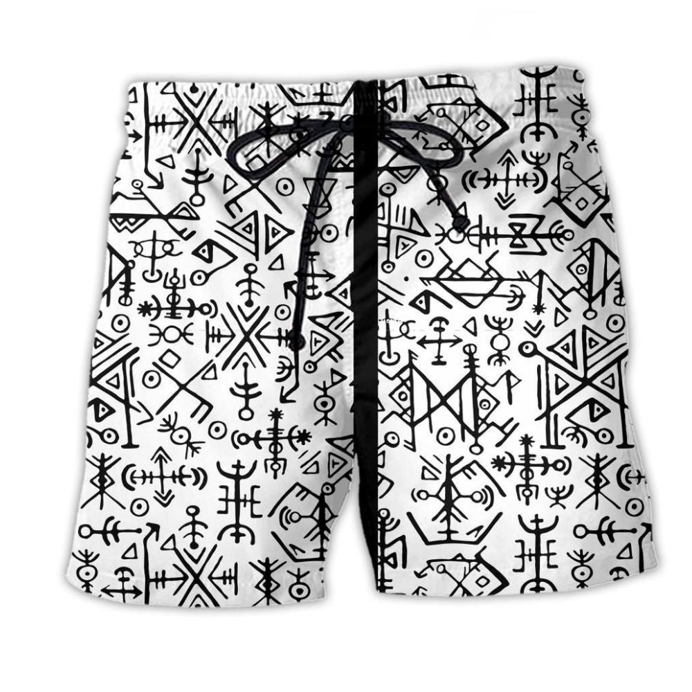 Viking Victory Black White Beach Shorts For Summer Vacations And Warm Weather Wardrobe