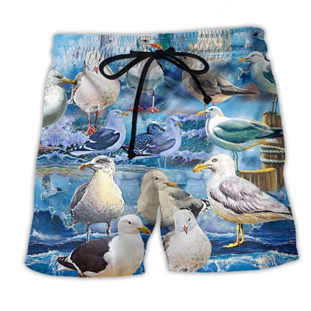 Coastal Seagull Beach Shorts For Poolside Relaxation And Distinctive Seasonal Style