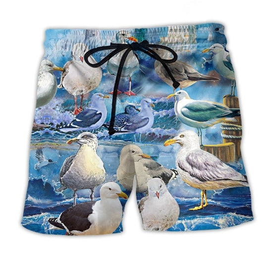 Coastal Seagull Beach Shorts For Poolside Relaxation And Distinctive Seasonal Style