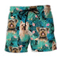 Yorkshire Terrier Tropical Floral Beach Shorts Pattern View For Coastal Holidays And Casual Activities