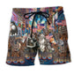 Countdown With Cute Cats Patriotic Beach Shorts Graphic Detail For Resort Trips And Casual Outings