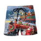 Christmas Santa Train Painting Beach Shorts For Coastal Adventures And Relaxed Summer Wear