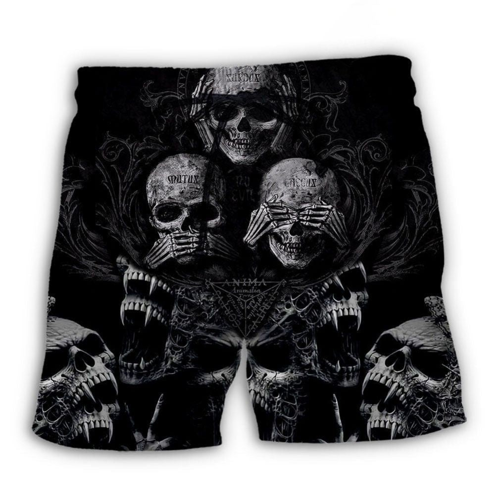 Dark Scary Skull Beach Shorts For Tropical Holidays And Leisure And Relaxation