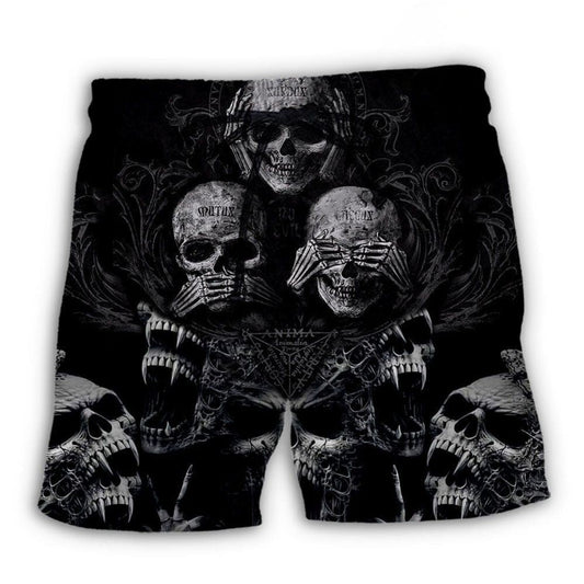 Dark Scary Skull Beach Shorts For Tropical Holidays And Leisure And Relaxation