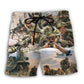 Veteran Brotherhood War Painting Beach Shorts For Patriotic Beach Days, Summer Travel, And Casual Wear