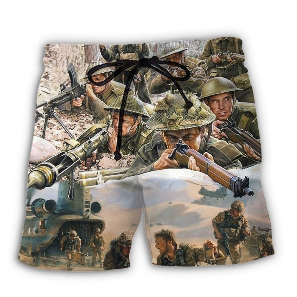 Veteran Brotherhood War Painting Beach Shorts For Patriotic Beach Days, Summer Travel, And Casual Wear