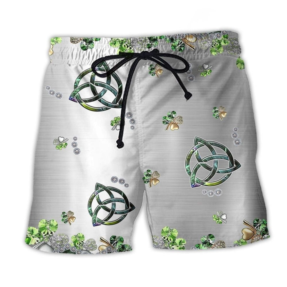 Irish Metal Clover Beach Shorts For Outdoor Adventures And Weekend Casual Style