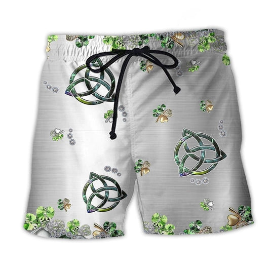 Irish Metal Clover Beach Shorts For Outdoor Adventures And Weekend Casual Style