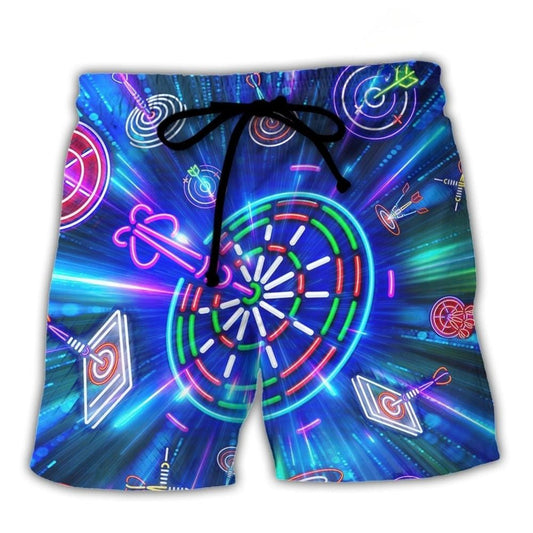 Neon Darts Game Night Beach Shorts For Coastal Adventures And Relaxed Summer Wear