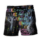 Mechanic Neon Cool Beach Shorts Pattern Detail For Relaxed Warm Weather Outfits