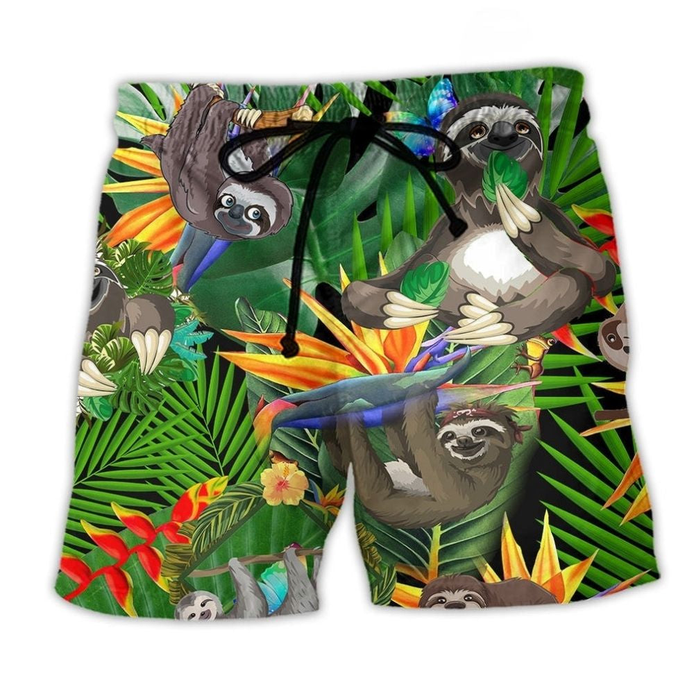 Sloth Tropical Summer Beach Shorts For Tropical Holidays And Easygoing Coastal Style