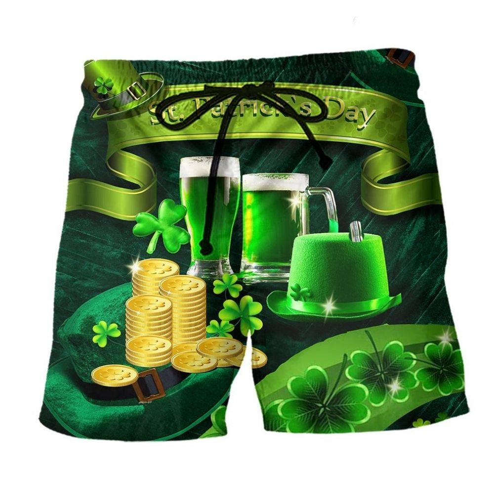 Irish Saint Patrick Green Beach Shorts Design Detail For Coastal Escapes And Daily Wear