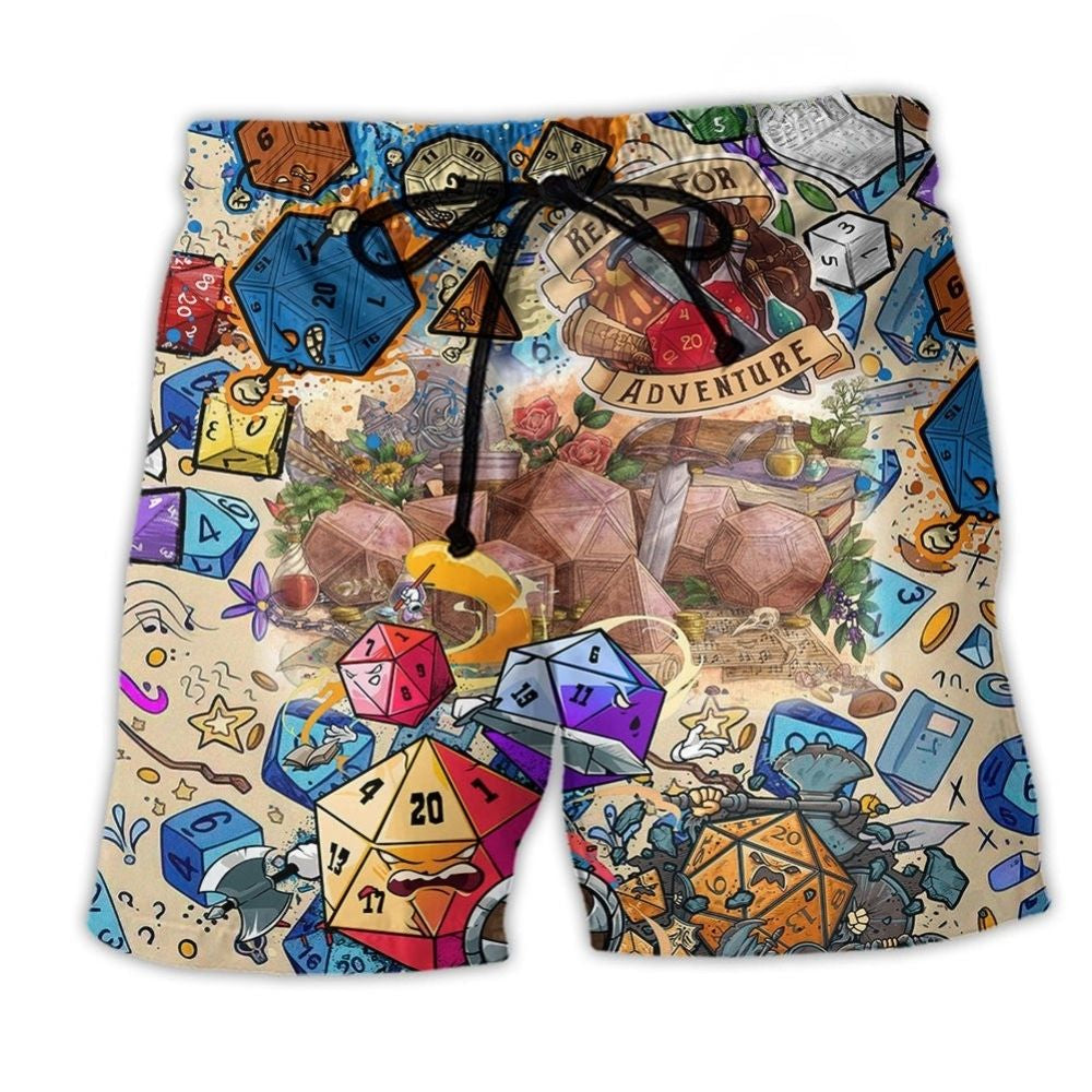 D20 Ready For Adventure Beach Shorts Pattern View For Relaxed Vacation Styling