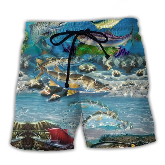 Salmon Fishing Is My Therapy Beach Shorts Design Detail For Casual Warm Weather Outfits