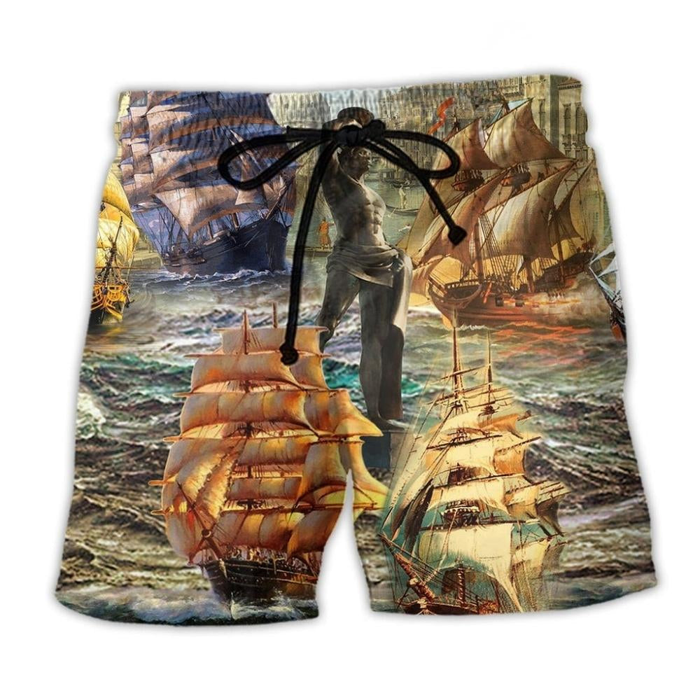 Sail Away Adventure Journey Beach Shorts For Summer Vacation And Coastal Travel