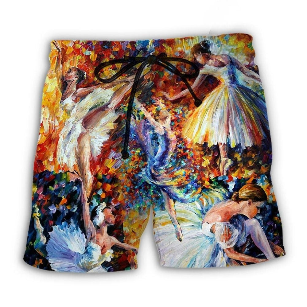 Ballet Beautiful Color Beach Shorts Pattern View For Vacation Travel And Outdoor Fun
