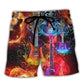 Acoustic Guitar Colorful Music Lover Beach Shorts Design Detail For Casual Warm Weather Outfits