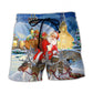 Christmas Santa Reindeer Holiday Beach Shorts Design Detail For Weekend Getaways And Beach Days