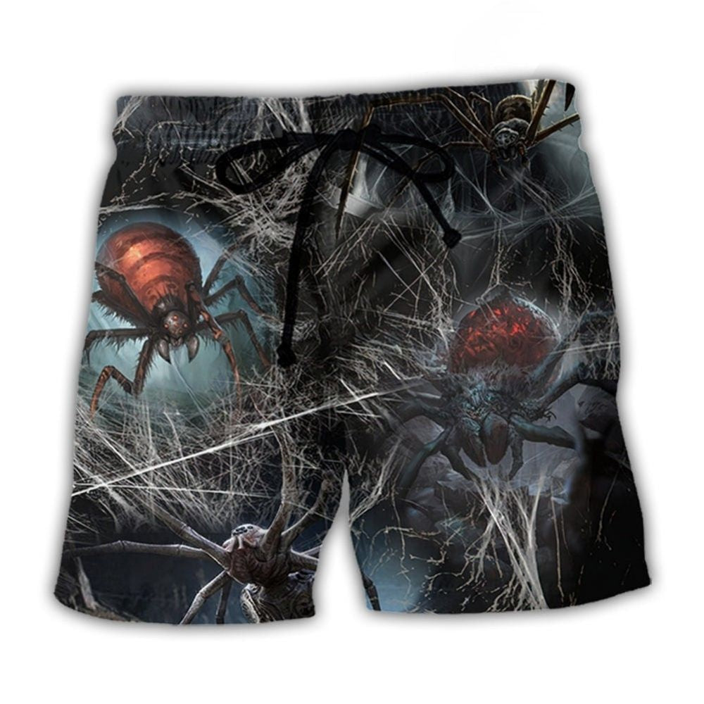 Halloween Spider Dark Scary Beach Shorts For Vacation Travel And Laid Back Daily Wear