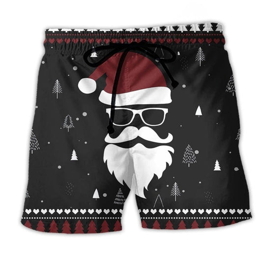 Vintage Rooftop Santa Holiday Dark Beach Shorts Design Detail For Weekend Getaways And Beach Days