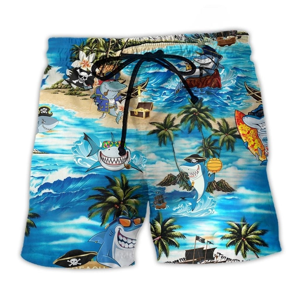 Pirate Shark Bar Ocean Beach Shorts For Seaside Travel And Everyday Comfort
