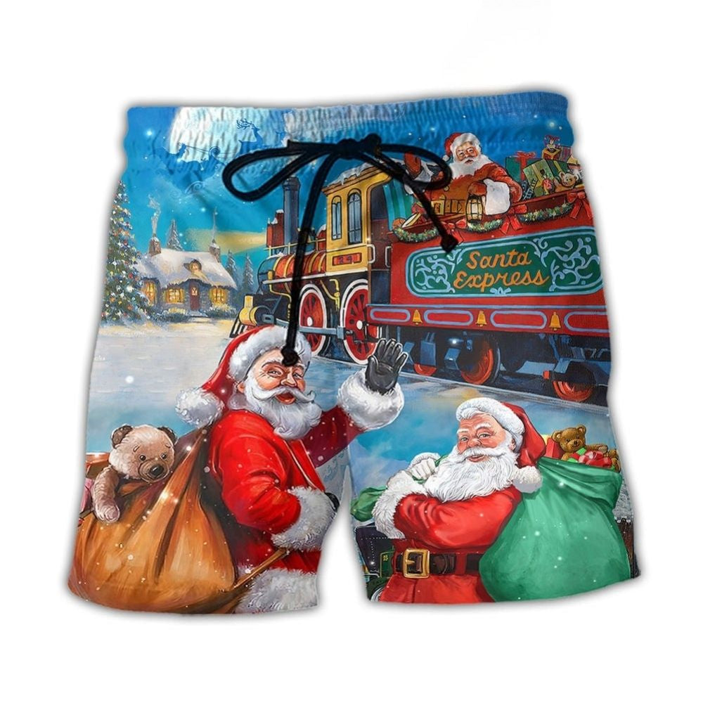 Christmas Santa Train Holiday Beach Shorts For Sunny Holidays And Comfortable Daily Styling