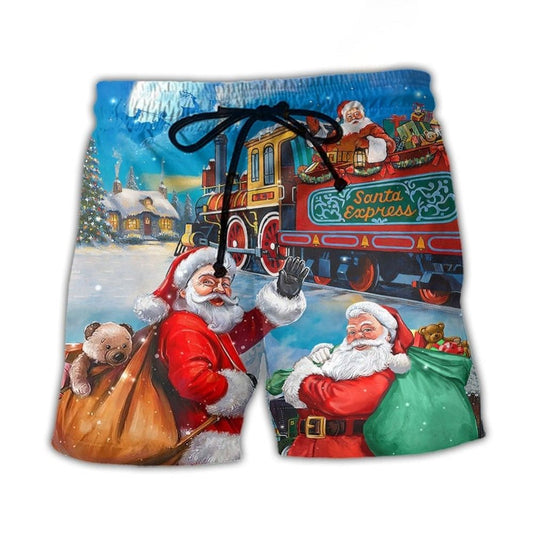 Christmas Santa Train Holiday Beach Shorts For Sunny Holidays And Comfortable Daily Styling