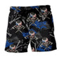 Viking Victory Skull Warrior Beach Shorts Artwork Detail For Comfortable Everyday Summer Wear